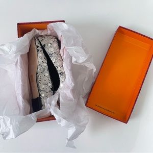 Tory Burch Yasmin Embroidered Mirror Pointed Toe Ballet Flat -New - Duplicate